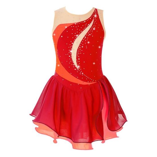 Youthful flying Robe de Patinage Artistique Strass Brillant Fille Femme Robe de Ballet sans Manche Justaucorps Danse Gymnastique(Size:XL/160,Color