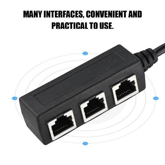 Répartiteur RJ45 1 Mâle Vers 3 Femelles - Pour Partager Une Connexion Ethernet Entre 3 Appareils (PC, TV, Console)