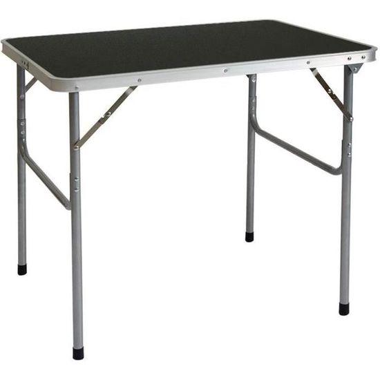 Table De Camping Pliable Format Mallette - 80x60x70 Cm - Poids 3 Kg - Acier Et MDF - Charge 50 Kg