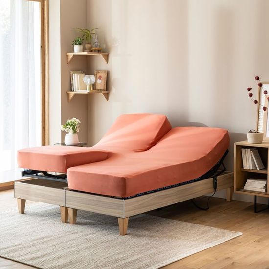 Drap housse 100% coton bio bonnet 30 cm Terracotta 80x200 cm