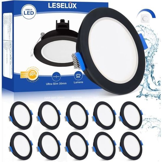 12 Spots LED Encastrables Dimmables – 5W, 580lm, IP44 – Blanc Chaud/neutre/froid Réglable – Pour Plafond Salon, Salle De Bain