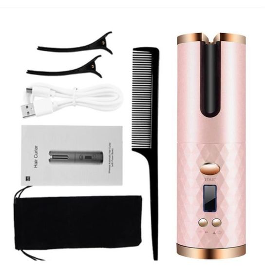 Fer à Friser Automatique Sans Fil - Céramique Rechargeable USB - Pour Tous Types De Cheveux