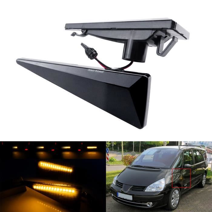 Noir Dynamique feux de clignotant repetiteur latéral côté marqueur indicateur lampe Pour RENAULT Scénic Grand Scénic Megane 2