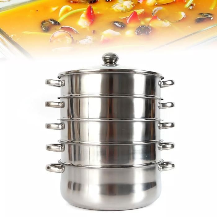 Ensemble de marmites à la Vapeur 5 Niveaux de 28cm, cuiseur à la Vapeur en Acier Inoxydable Faisant Cuire Une cocotte à la Vapeur