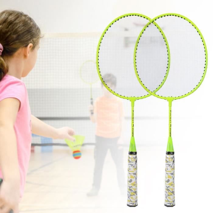 Kit badminton Kit de Raquette Badminton avec 2 Balles Extérieur Jouet d'Enfant (Jaune Fluorescent )