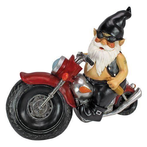 Design Toscano by Blagdon QM7512103 Statue de Gnome Biker Cuir