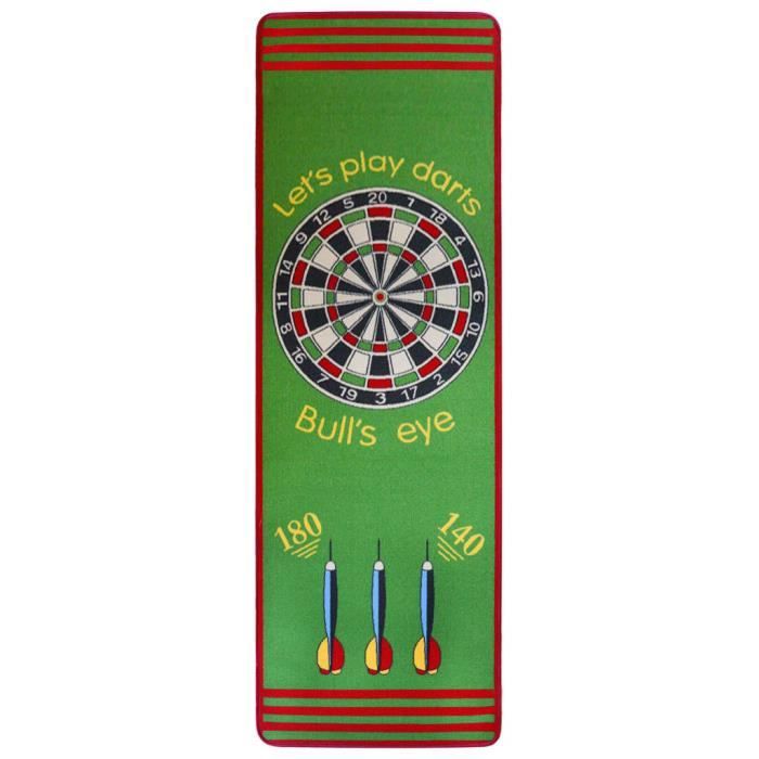 XIXI Tapis de jeu Motif de fléchettes 79 x 237 cm Vert et rouge
