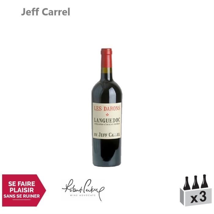 Languedoc Les Darons Rouge 2017 - Lot de 3x75cl - Jeff Carrel - Vin AOC Rouge du Languedoc - Roussillon - 90-100 Robert Parker -