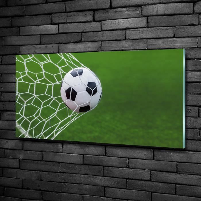 Tulup 100x50cm imprimée sur verre derrière du verre de sécurité:- Sport - Balle Dans Le But - Vert Mixte Noir