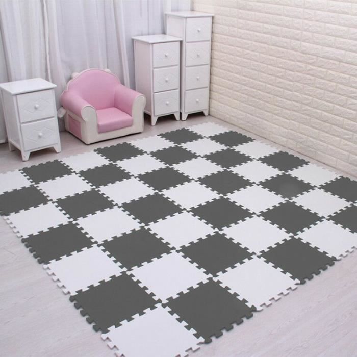 Tapis d'éveil,Plus récent 9-18 pièces-ensemble EVA tapis en mousse pour enfants mosaïque sol Puzzle - Type white grey-18 pieces