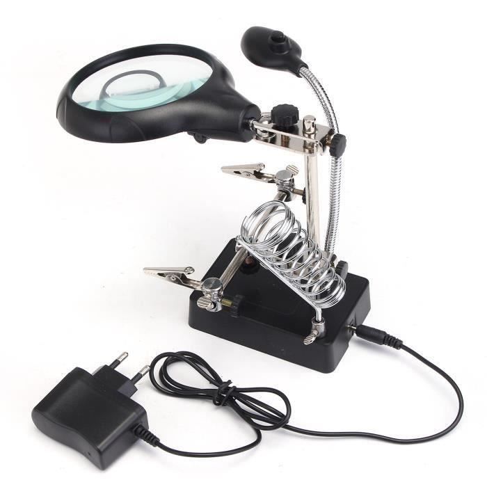 TEMSPA Station de Fer à Souder Serrer LED Lentille Loupe Amplifier Avec 5 LED Lumière FR36770
