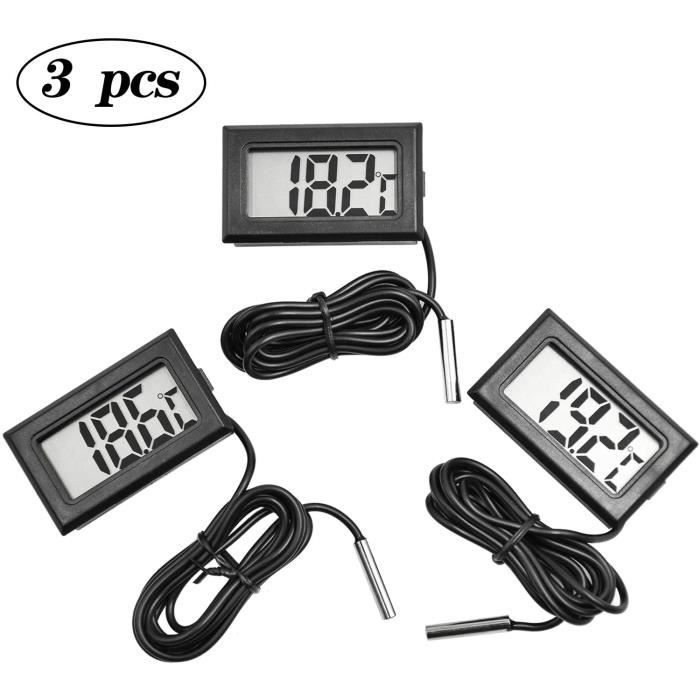 COCOCITY Lot de 3 LCD Thermomètres Aquarium, Thermomètre Digital Numérique avec Sonde Étanche pour Aquarium, Terrarium et Vivarium