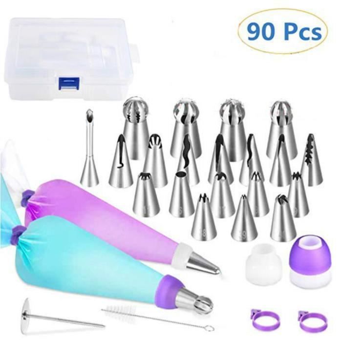 Moule de Décoration de Gâteau,Outils Ustensiles de Pâtisserie,90 Pièces Poche à Douilles, DIY Kits pour Décoration de Gâteaux