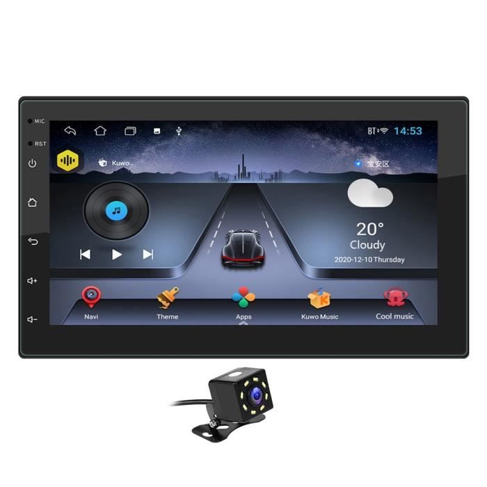 Un avec cam Autoradio Double DIN Android 10.1, Quad Core, lecteur multimédia vidéo, 2DIN, GPS, WiFi, Bluetoot