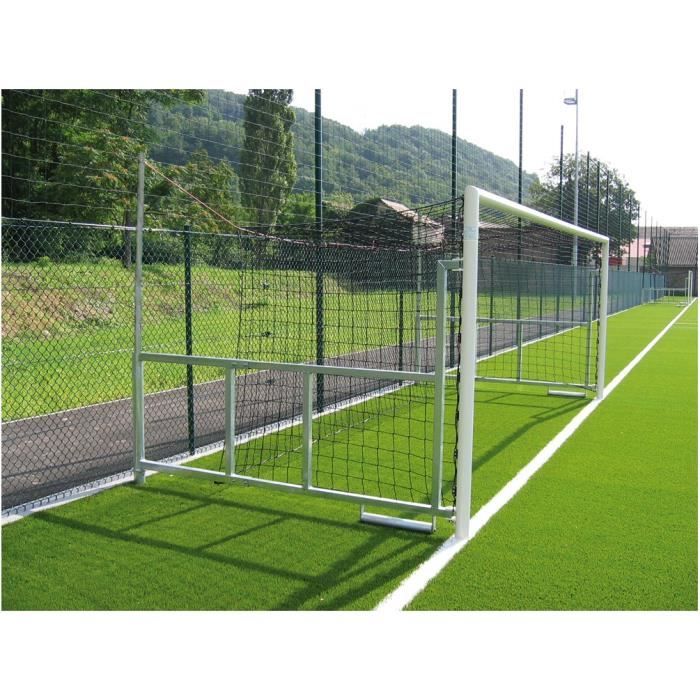 Filets de Foot noir pour but à 7 rabattable, Ø 3mm, maille 145, forme trapézoïdale.