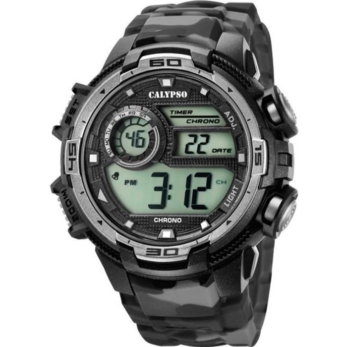 Calypso Montre homme Digital for Man digital Quartz bracelet plastique PU noir gris UK5723-3