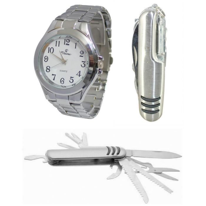Nouveau coffret cadeau montre homme et couteau suisse , garantie 1 an , retour gratuit