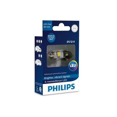 1x navette Philips 10.5x38 LED X-Treme Ultinon 6000K 12V C5W