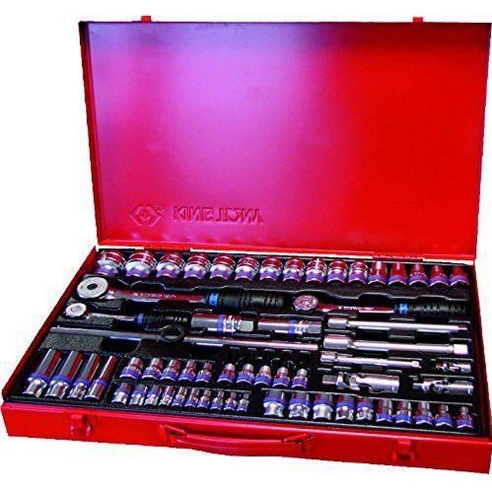 KING TONY 9564MR01 Coffret de Douilles Métriques avec Accessoires, Set de 62, 0.25/0.375/0.5`