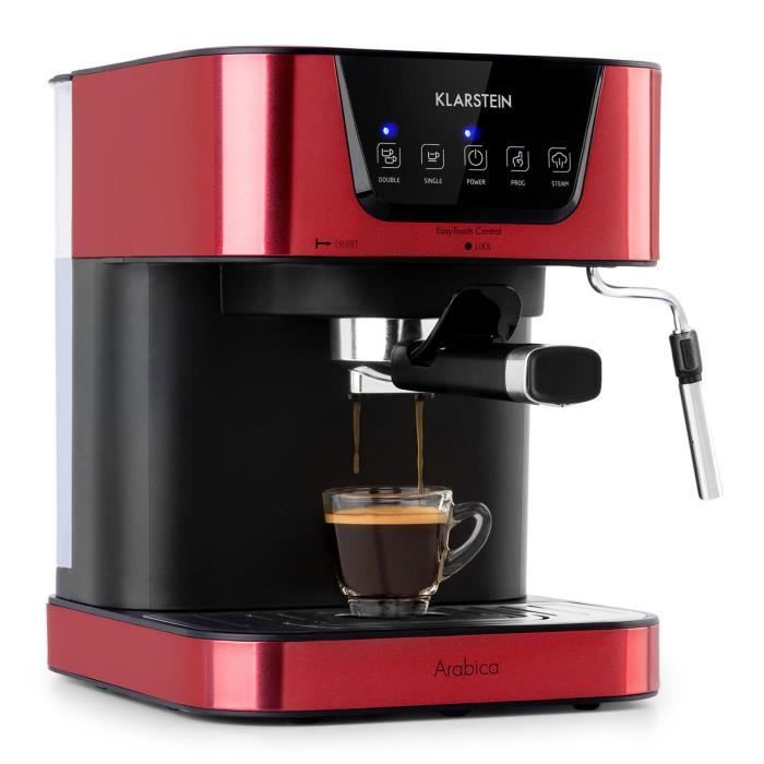 Machine à expresso - Klarstein Arabica - 1050W - Pression 15 bars - Rouge