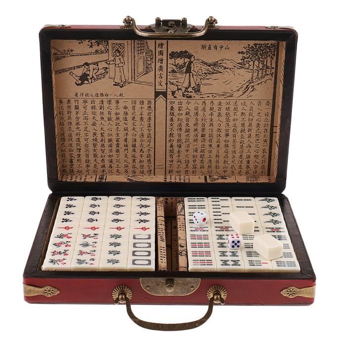 JEU DE SOCIETE - JEU DE PLATEAU 1 Set Chinois Antique Mahjong dans une boîte Antique