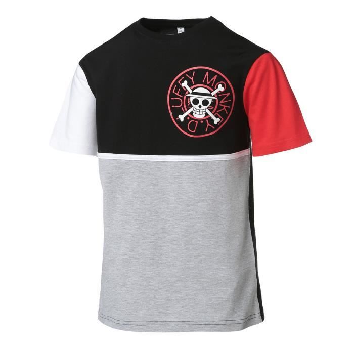 ONE PIECE-T-Shirt Noir/Blanc/Gris Chiné/Rouge Enfant