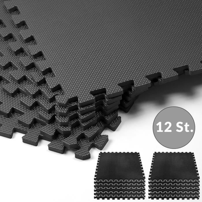 Tapis de protection de sol 12 Dalles en mousse Tapis puzzle Tapis de sol Modulable Yoga Sport Gym Musculation Enfants