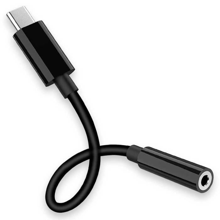 OCIODUAL Adaptateur Connecteur USB Type C vers Prise Jack 3,5mm Noir Convertisseur TRRS OMPT Aux Audio Mini Cable pour écouteurs
