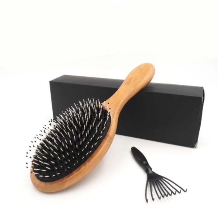 Brosse à poil de sanglier Meilleure pour démêlage de cheveux épais et démêlant pour séchage plus rapide - Poil de sanglier 100%