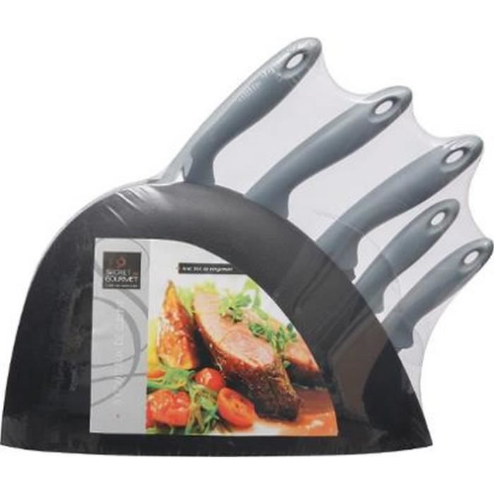 Bloc 5 couteaux de cuisine SECRET de GOURMET Gris