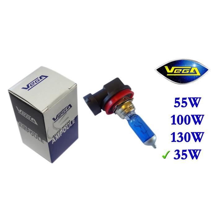 1 ampoule Vega® Xénon 'Day Light' H8 35W PGJ19-1 Lumière du jour Super White Marque Française Homologuée 12V