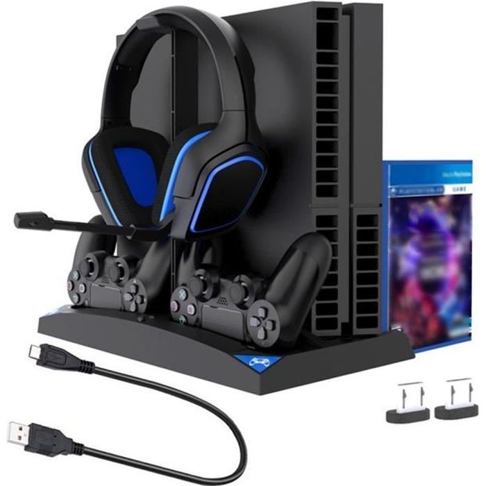 PS4 / SLIM / PRO support de charge 6 en 1 avec ventilateur de refroidissement multifonction PS4 manette universelle