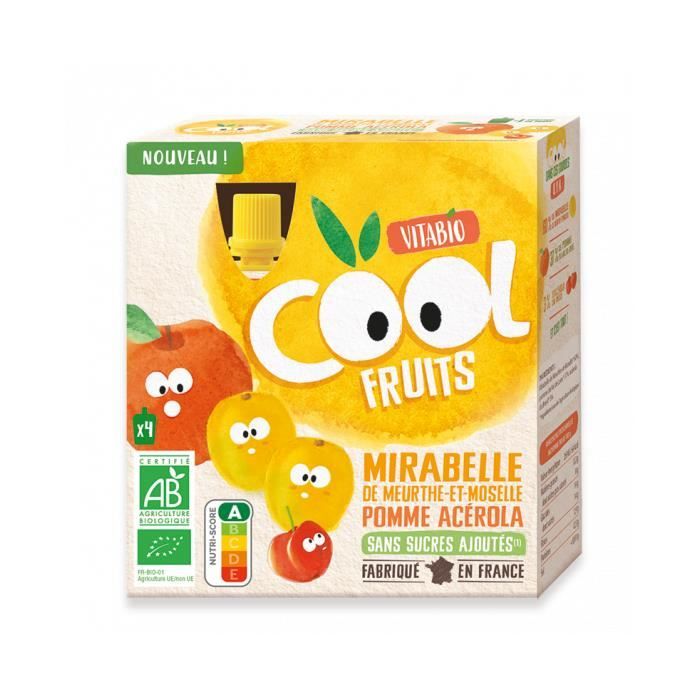Vitabio - Cool Fruits Mirabelle Pomme - Bio - Gourde - 4x90g