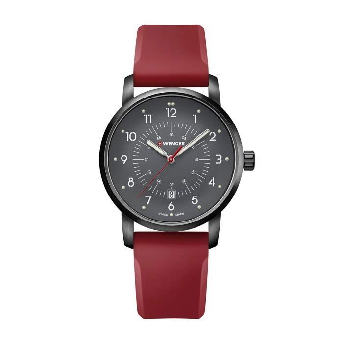 Wenger Homme Avenue - Montre en Acier Inoxydable-Silicone au Quartz analogique de Fabrication Suisse 01.1641.117 7659