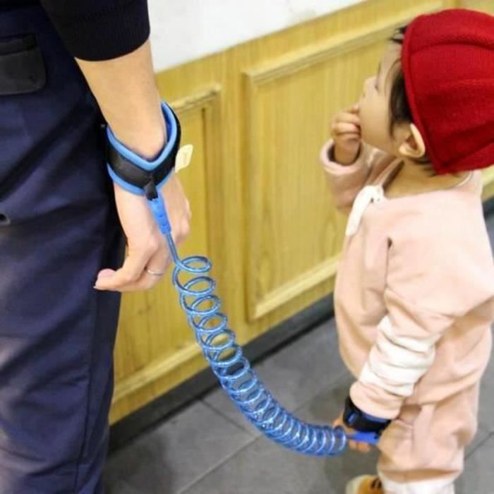 LY24374-Bleu Tout-petits enfants Sécurité pour bébé Harnais de marche anti-perte Bracelet poignet Ceinture main Leash