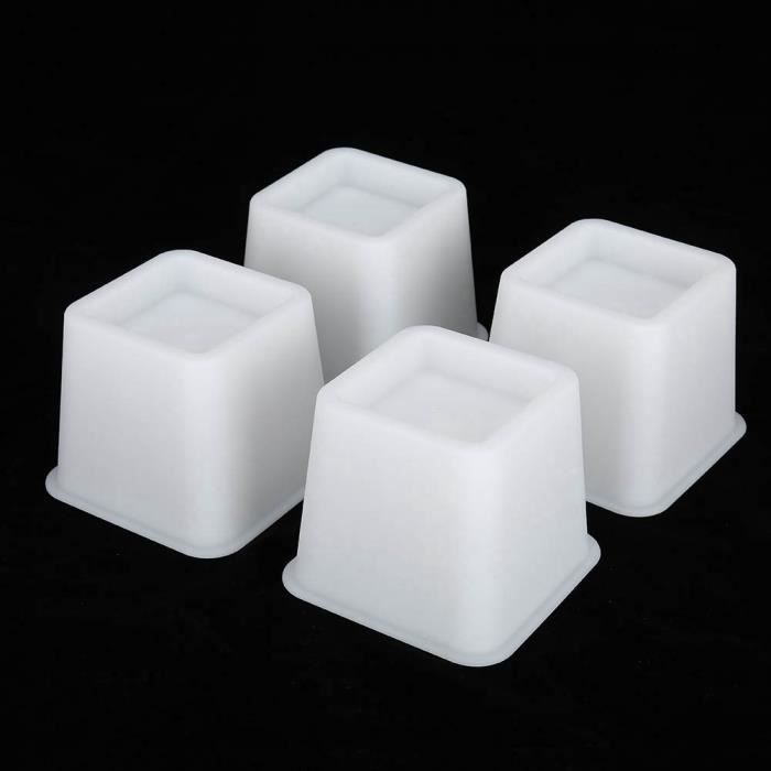 PET - Rehausseur Pieds de lit, Élévateur de lit, Pied de Meuble Reglable (4Pcs Blanc)
