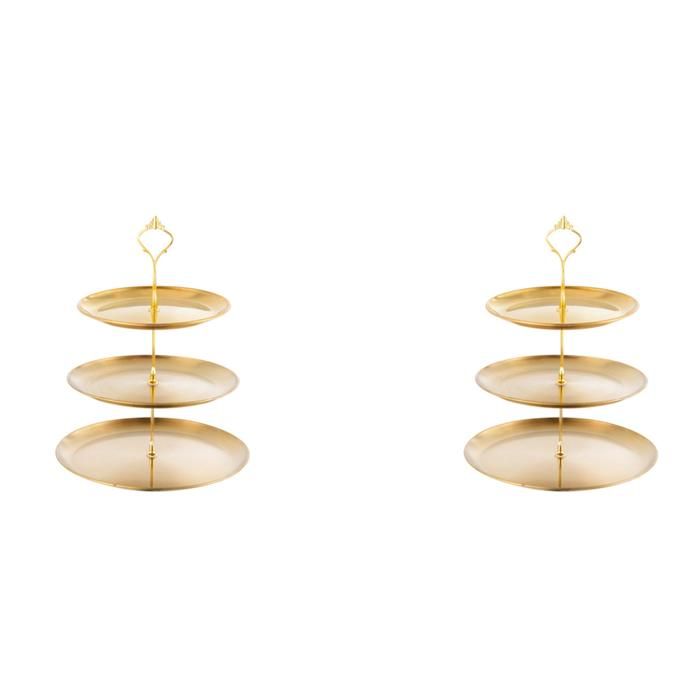 Présentoir à gâteaux vintage à 3 étages en céramique avec beau motif rose classique, étagère à nourriture pour présenter des plateaux à gâteaux (vert