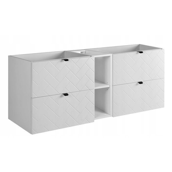 Meuble sous Lavabo 140 cm TREND - avec étagère - Blanc - 140 x 46 x 60 7 cm