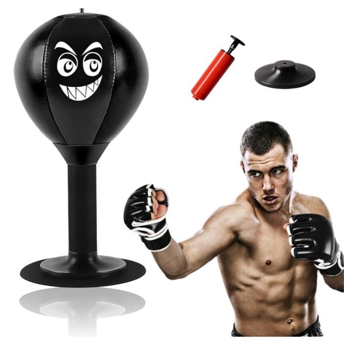 Punching Ball De Table Relaxdays - Ventouse - Mini Sac De Boxe De Bureau - Rouge