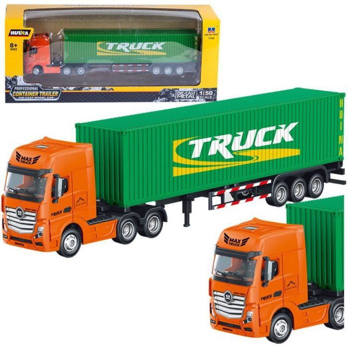 Camion Huina Camion Semi-remorque Conteneur Métal Vert 1:50