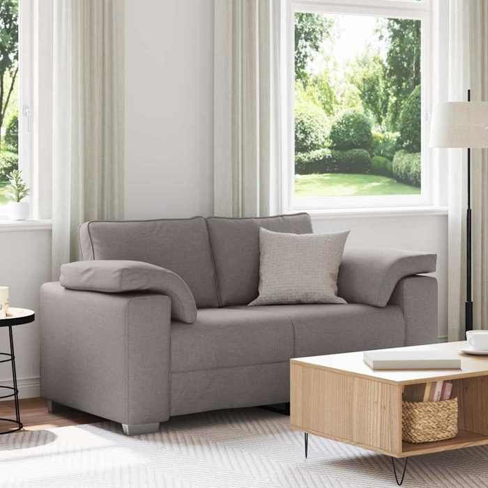 SOLOMON@Canapé - 2 places - Sofa fixe Contemporain - avec coussin Taupe 160 x 77 x 82 cm tissu XMM49878