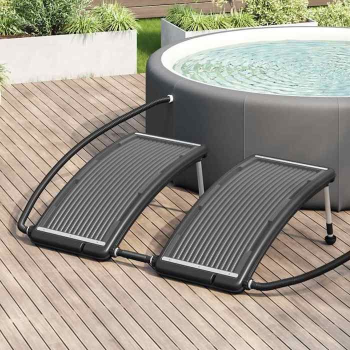BONNIE® Chauffage de piscine - Panneaux de chauffage solaire de piscine courbés 2 pcs 110x65cm EU429813