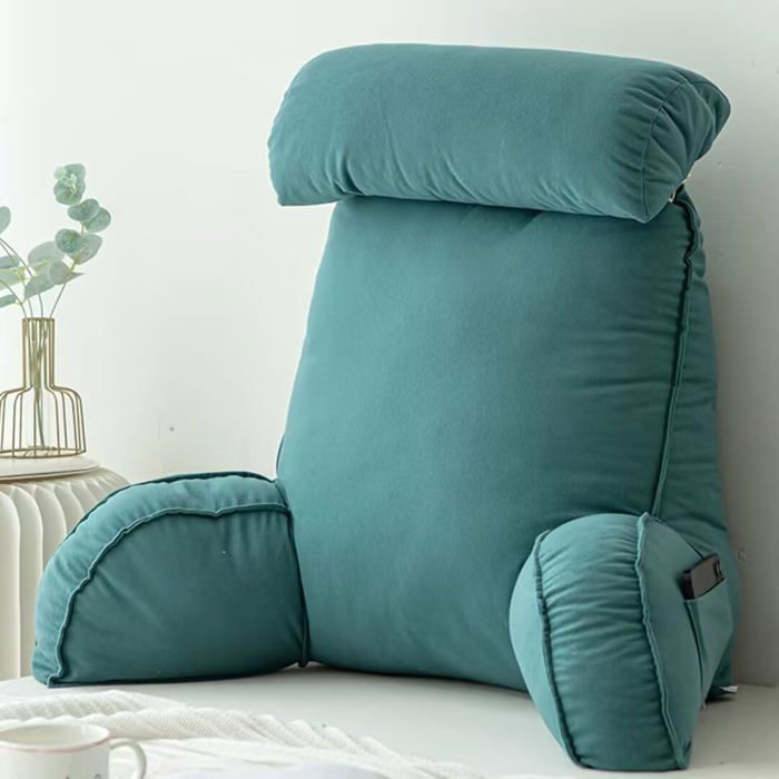 Coussin de lecture avec accoudoirs idéal pour lire se détendre et regarder la télévision 75 × 40 × 50 cm (avec appui-tête)