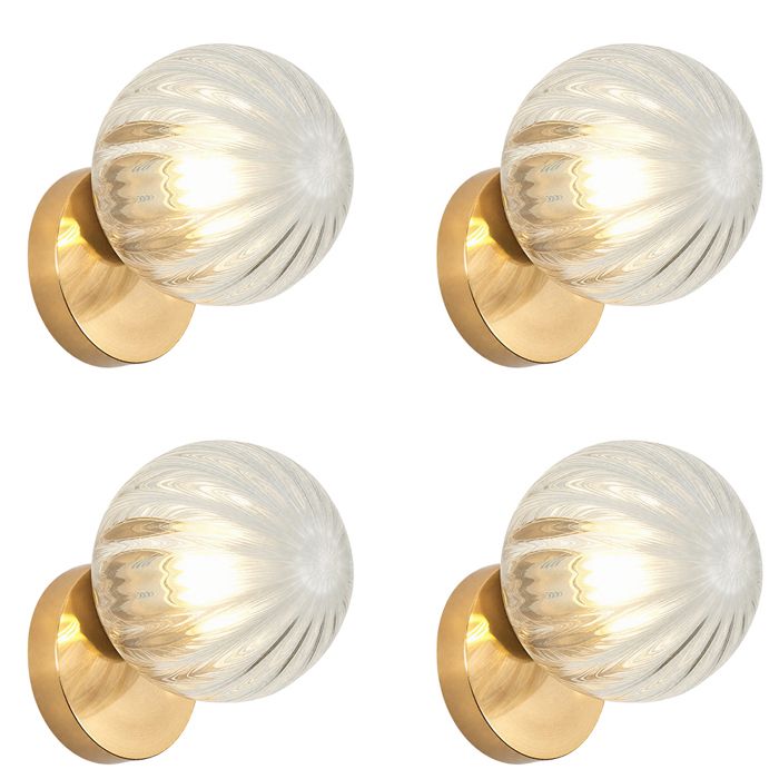 iDEGU 4pcs Lampe Murale Intérieur Moderne 15cm Applique Murale Abat-jour Transparente en Rayure E27 Eclairage de Murale avec Base