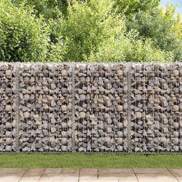 Mur en gabion avec couvercles - WIENS - Acier galvanisé - 50x20x100 cm - Argent - Capacité de charge 1400 kg/m³