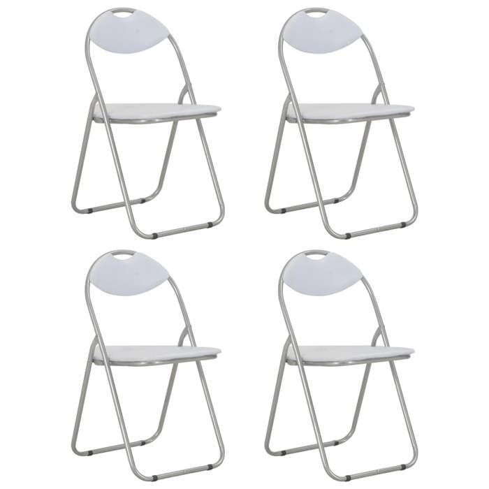 Chaises pliantes à manger - Happiness - Lot de 4 - Blanc - Similicuir - 44x43x80.5 cm - Structure en acier - Pliable