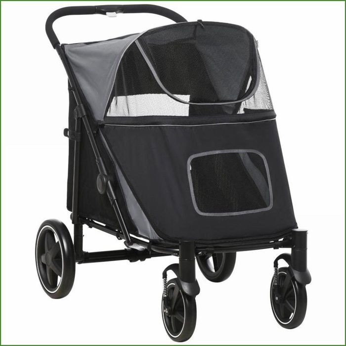 Poussette pour chien - PawHut - Pliable 30 kg maille laisse sécurité chiens grands - Gris