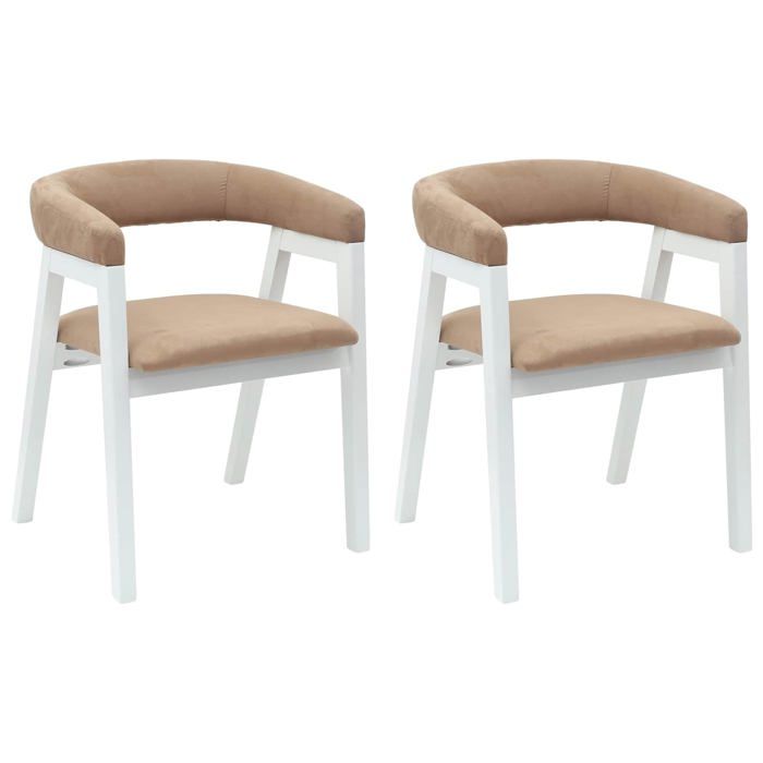 Chaises de salle à manger - vidaXL - Blanc - Bois de caoutchouc massif - 54x57x73 cm - Accoudoirs rembourrés
