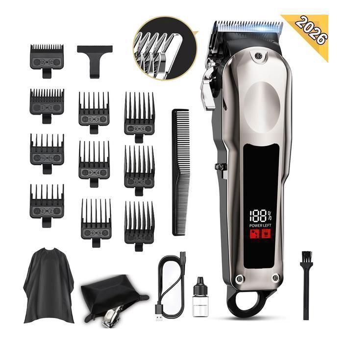 Tondeuse Cheveux Homme Sans Fil - 8500tr/min - Acier inoxydable - 120 Min 10 Sabots 1 5–25 mm Tondeuse Précision Cheveux/Barbe