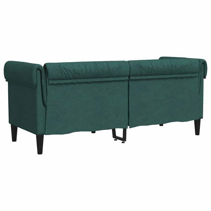 BURKE@ Sofa salon Chesterfield deux places - Canapé DOUBLE - montage simplifié - vert foncé tissu 182.5x74.5x74.5 cm SS247